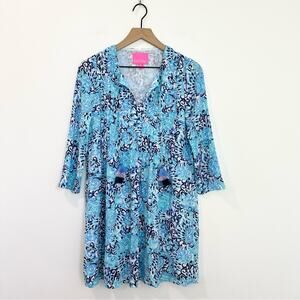 Lilly Pulitzer Marilina Tunic Dress Blue Haven Raising Shell Resortwear Beach XS